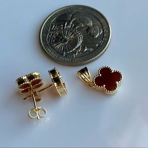 18K Real Saudi Gold Earrings & Pendant